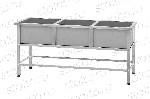 Ванна моечная ВМС трехсекционная сварная из нержавеющей стали

Моечное отделение — сварное из шлифованной пищевой нержавеющей стали марки AISI 430 или AISI 304 в защитной пленке;  
Толщина нержавею ...