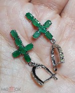 Ювелирные изделия объявление но. 4186683: Серебряные серьги с натуральными изумрудами и сапфирами.