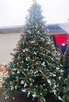 "Ёлка 5 метровая с ягодами и шишками с эффектом снега.  
Легко в сборке.  С механизмом откидывания.  

В наличии

Оплата:  клик ,  пайми ,  перечисления или наличными.  

Доставка по Ташкенту и ...