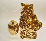 Разное объявление но. 4273604: Стеклянная статуэтка медведь.  Позолота.  С бочонком для напитков на 1 литр.  Выбрать в подарок.